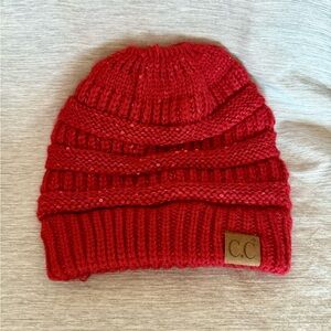 C.C Women's Vibrant Red Knit Hat
